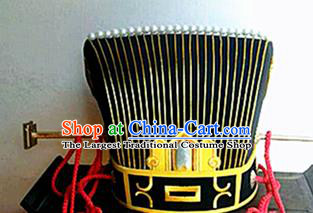 Chinese Traditional Handmade Qin Dynasty Minister Hat Ancient Drama Emperor Headwear for Men