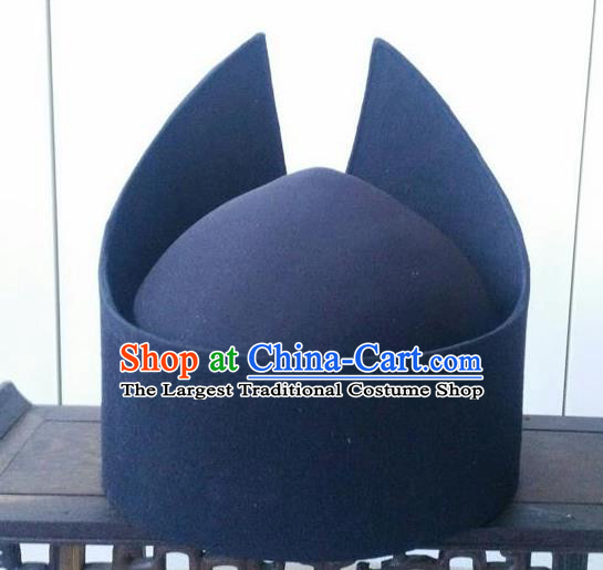 Chinese Traditional Handmade Han Dynasty Prime Minister Black Hat Ancient Drama Chancellor Headwear for Men