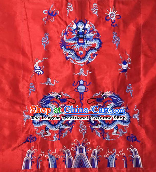 Chinese Traditional National Embroidered Dragons Red Dress Patch Embroidery Cloth Accessories