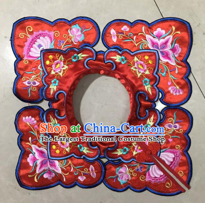 Chinese Traditional Embroidery Butterfly Red Shoulder Accessories National Embroidered Cloud Patch