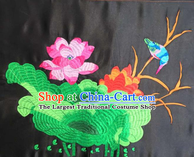 Chinese Traditional National Embroidered Lotus Bird Applique Dress Patch Embroidery Cloth Accessories