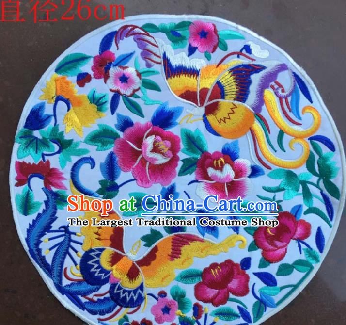 Chinese Traditional National Embroidered Butterfly Peony Applique Dress Patch Embroidery Cloth Accessories