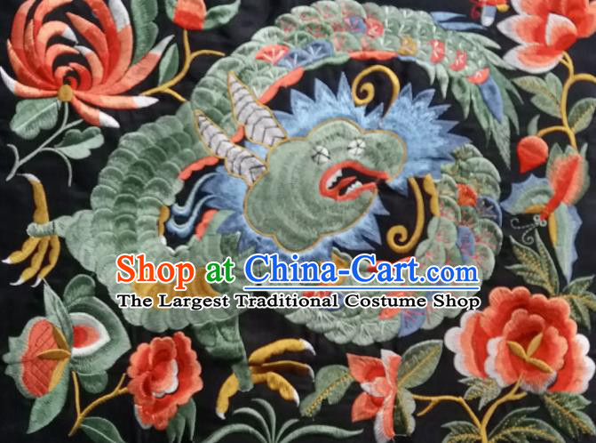 Chinese Traditional National Embroidered Dragon Peony Applique Dress Patch Embroidery Cloth Accessories