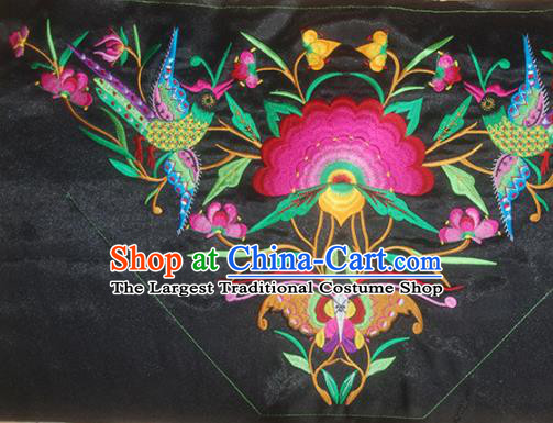 Chinese Traditional National Embroidered Phoenix Peony Black Applique Dress Patch Embroidery Cloth Accessories