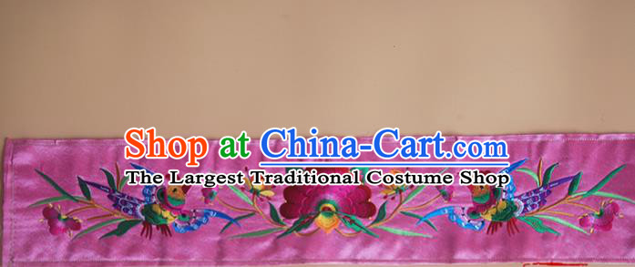 Chinese Traditional National Embroidered Phoenix Peony Pink Strap Applique Dress Patch Embroidery Cloth Accessories