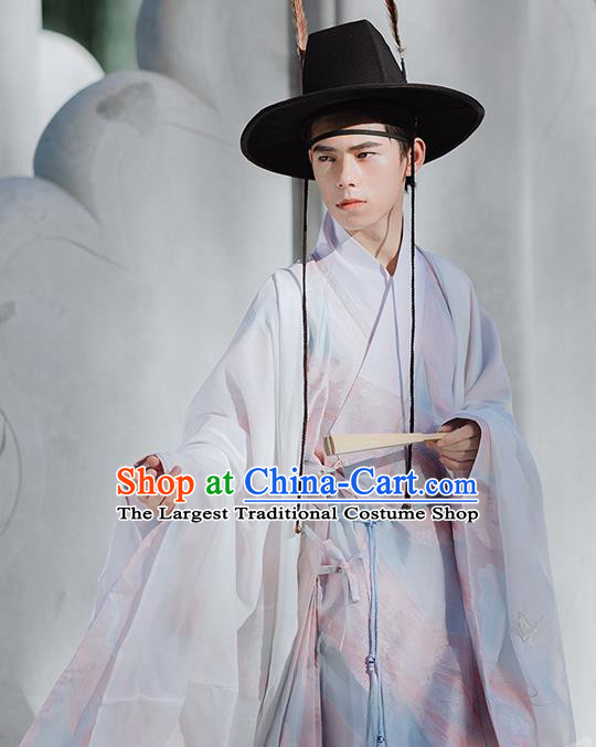 Traditional Chinese Ming Dynasty Nobility Childe Hanfu Clothing Ancient Taoist Priest Historical Costumes for Men