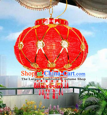 Chinese Traditional New Year Red Round Palace Lantern Handmade Hanging Lantern Asian Ceiling Lanterns Ancient Lamp