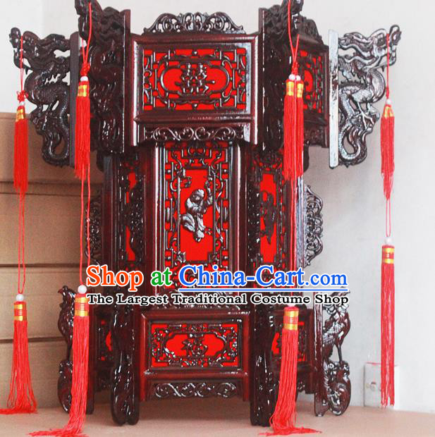 Chinese Traditional New Year Ebony Carving Wedding Palace Lantern Asian Handmade Lantern Ancient Lamp