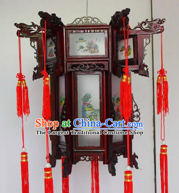 Chinese Traditional Carving Dragon Head Palace Lantern Asian New Year Handmade Lantern Ancient Lamp