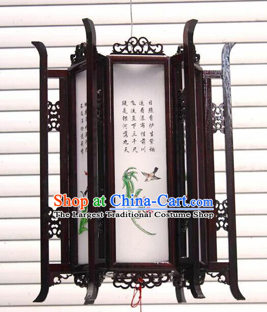 Chinese Traditional New Year Printing Orchid Wood White Palace Lantern Asian Handmade Lantern Ancient Lamp