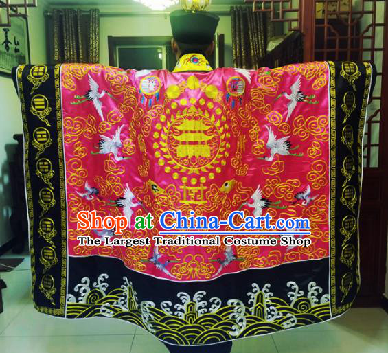 Chinese Traditional Taoism Costume Ancient Taoist Priest Cassocks Embroidered Crane Red Vestment
