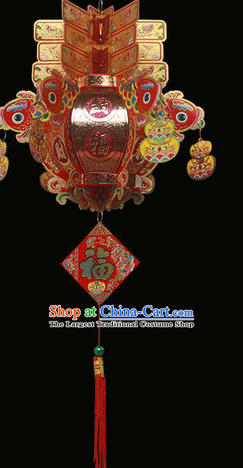 Chinese Traditional Handmade Paper Carving Carps Palace Lantern Asian New Year Lantern Ancient Lamp