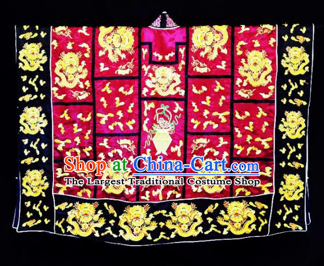 Chinese Ancient Taoist Priest Embroidered Dragon Wine Red Cassocks Traditional Taoism Vestment Costume