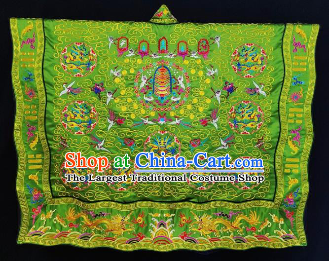 Chinese Ancient Taoist Priest Embroidered Dragons Crane Green Cassocks Traditional Taoism Vestment Costume