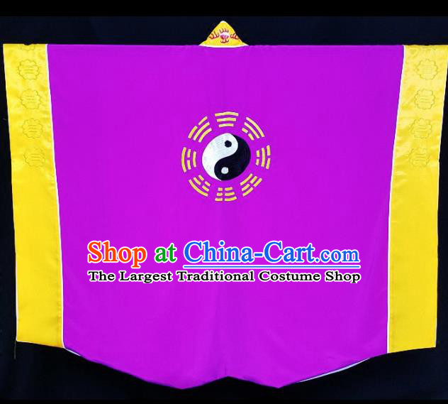 Chinese Ancient Taoist Priest Embroidered Tai Chi Purple Cassocks Traditional Taoism Vestment Costume