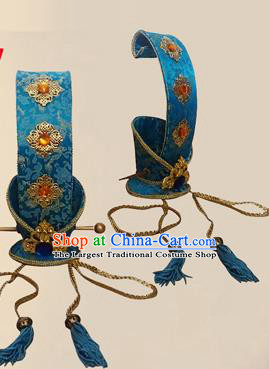 Chinese Ancient Prince Blue Hairdo Crown Traditional Han Dynasty Nobility Childe Headwear for Men