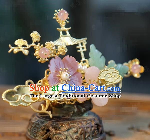 Traditional Chinese Handmade Court Golden Cloud Hairpins Hair Accessories Ancient Hanfu Hair Clip for Women