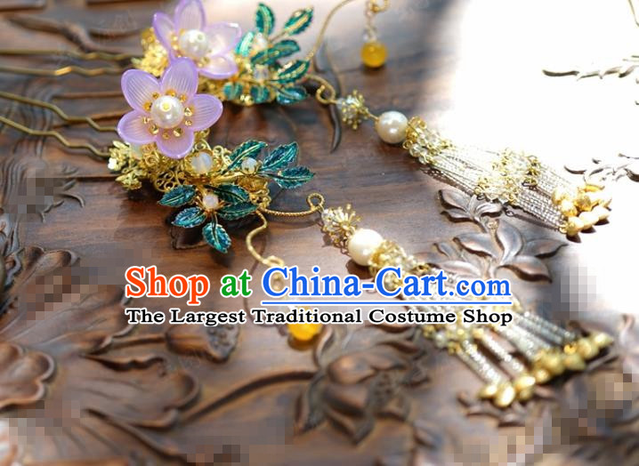 Traditional Chinese Handmade Court Pink Lotus Hairpins Hair Accessories Ancient Hanfu Hair Clip for Women