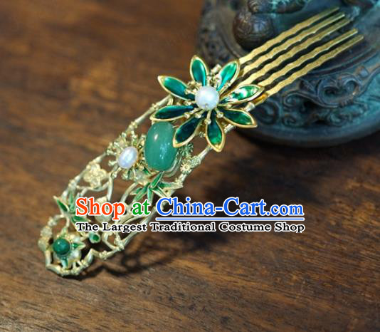 Traditional Chinese Handmade Court Jade Hairpins Hair Accessories Ancient Queen Hanfu Hair Comb for Women