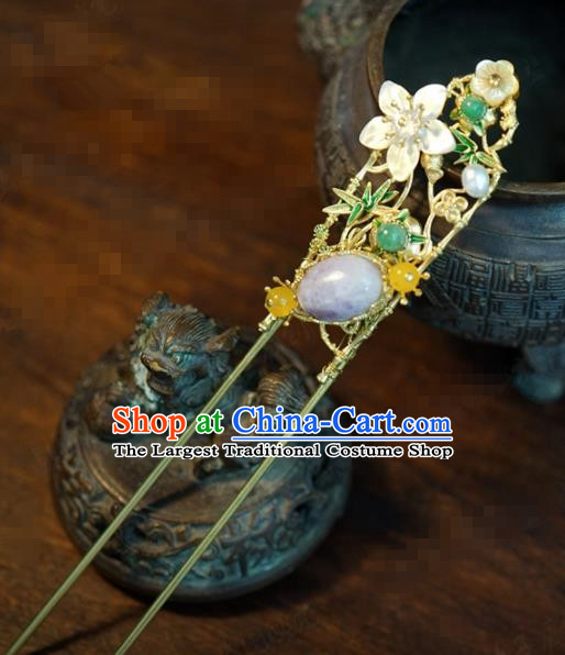 Traditional Chinese Handmade Court Plum Bamboo Hairpins Hair Accessories Ancient Queen Hanfu Hair Clip for Women