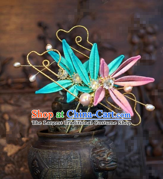 Traditional Chinese Ancient Bride Maple Leaf Hair Clip Hanfu Court Queen Hairpins Handmade Hair Accessories for Women