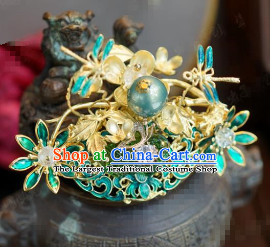 Traditional Chinese Ancient Bride Grass Hair Crown Hanfu Court Queen Hairpins Handmade Hair Accessories for Women