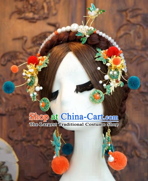 Traditional Chinese Wedding Luxury Hair Accessories Ancient Bride Hairpins Complete Set for Women