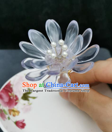 Traditional Chinese Ancient Hanfu White Lotus Hair Clip Court Queen Hairpins Handmade Hair Accessories for Women
