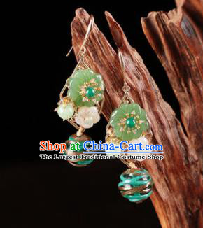 Traditional Chinese Classical Green Flower Earrings Handmade Court Ear Accessories for Women