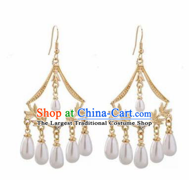 Traditional Chinese Classical Pearls Tassel Earrings Handmade Court Ear Accessories for Women