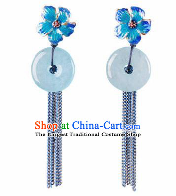 Traditional Chinese Classical Blueing Plum Rings Earrings Handmade Court Ear Accessories for Women