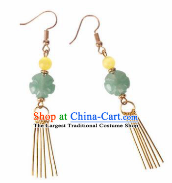 Traditional Chinese Classical Jade Flower Earrings Handmade Court Ear Accessories for Women