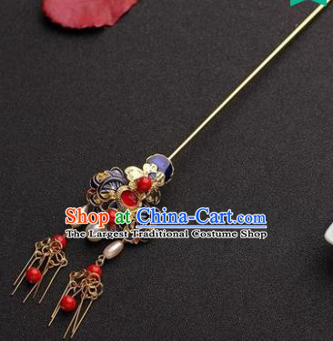 Traditional Chinese Hanfu Blueing Hair Clip Ancient Court Queen Hairpins Handmade Hair Accessories for Women