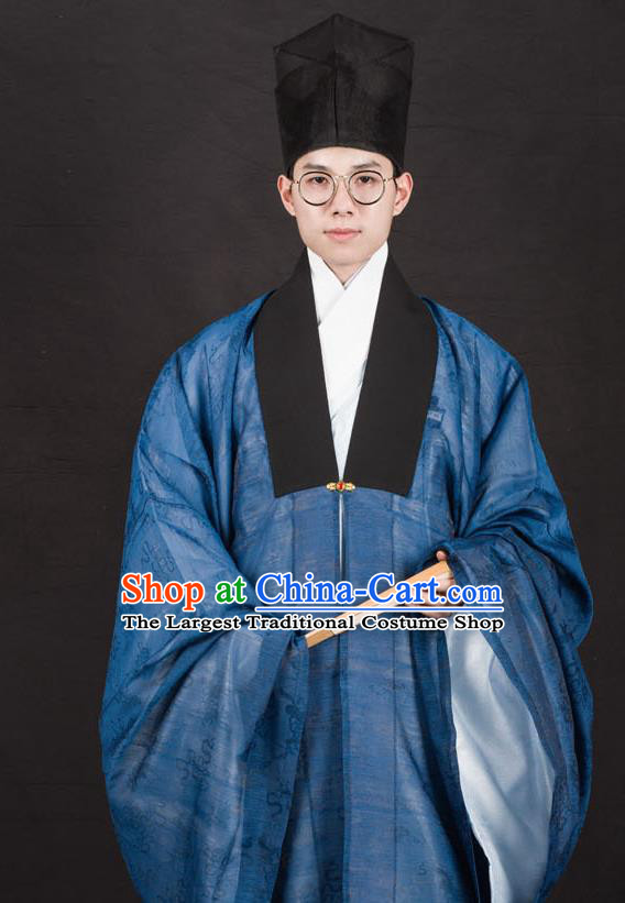 Traditional Chinese Ming Dynasty Scholar Replica Costumes Ancient Taoist Priest Hanfu Cloak for Men