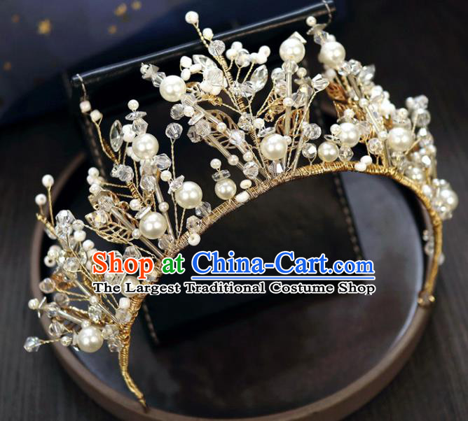 Handmade Baroque Princess Rhinestone Royal Crown Children Hair Clasp Hair Accessories for Kids