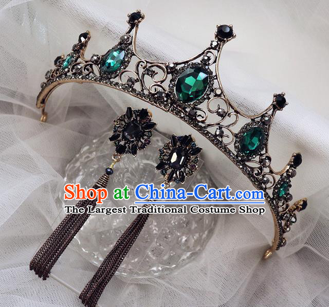 Handmade Baroque Princess Black Royal Crown Children Hair Accessories for Kids