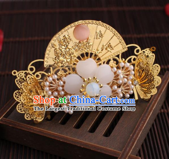 Traditional Chinese Hanfu Golden Butterfly Pine Hair Comb Ancient Court Princess Hairpins Hair Accessories for Women