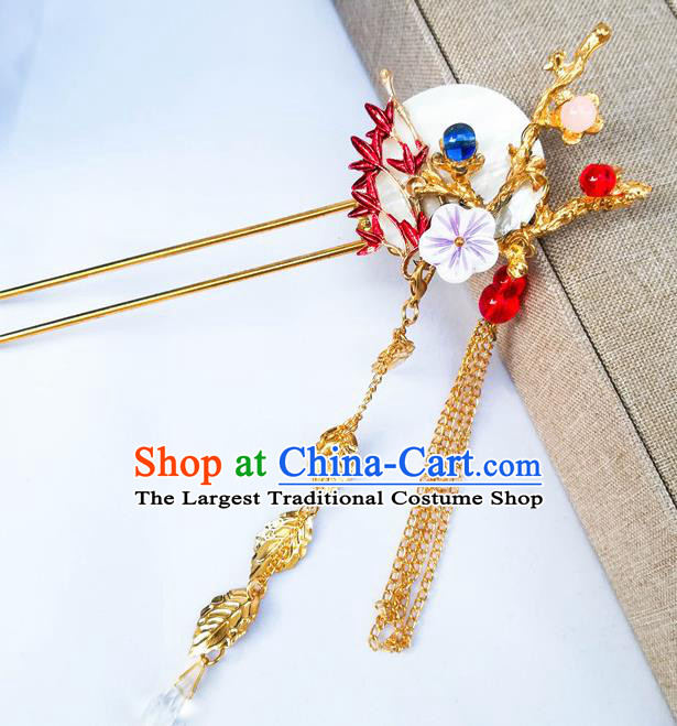 Traditional Chinese Hanfu Moon Plum Hair Clip Ancient Court Princess Hairpins Hair Accessories for Women