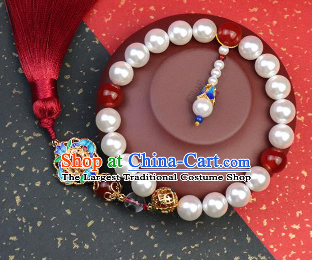 Traditional Chinese Handmade Beads Tassel Brooch Hanfu Breastpin Jewelry Accessories for Women