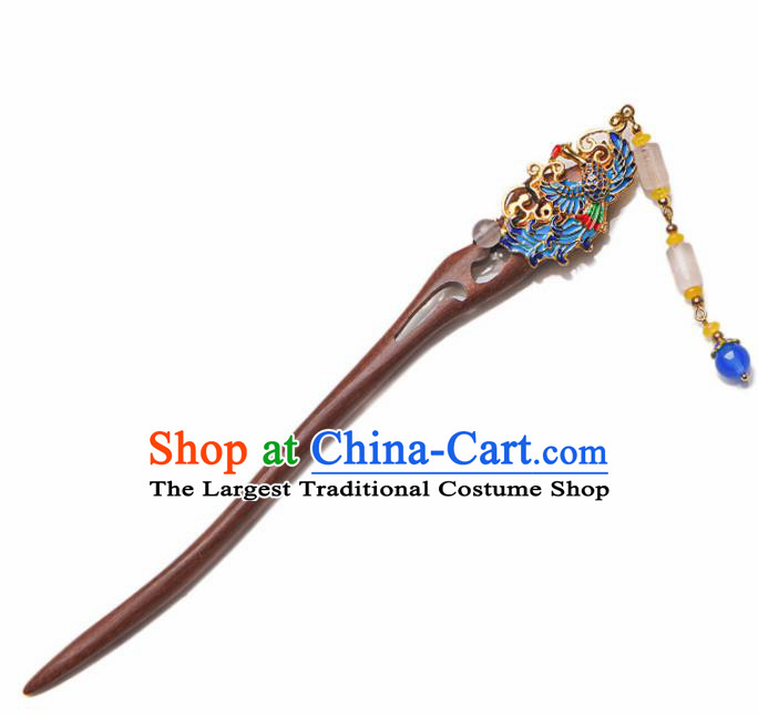 Traditional Chinese Hanfu Blueing Phoenix Ebony Hair Clip Ancient Court Princess Hairpins Hair Accessories for Kids