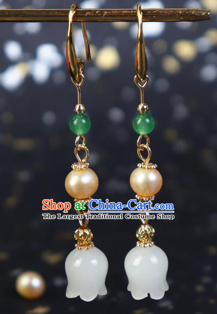 Traditional Chinese Handmade Convallaria Majalis Earrings Ancient Hanfu Ear Accessories for Women