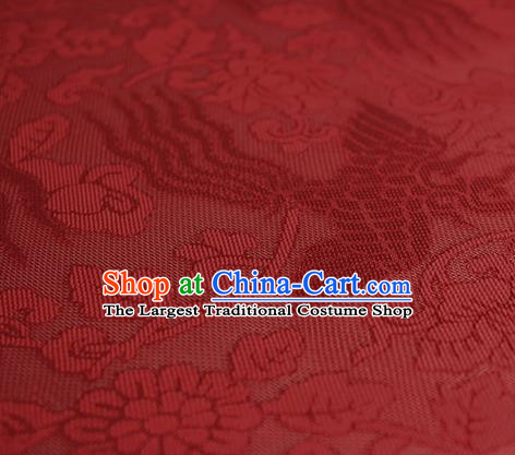 Traditional Chinese Classical Phoenix Flowers Pattern Red Silk Fabric Ancient Hanfu Dress Silk Cloth