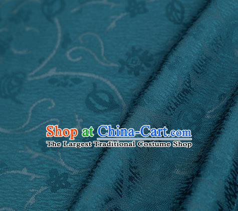 Traditional Chinese Classical Plum Blossom Pattern Peacock Green Silk Fabric Ancient Hanfu Dress Silk Cloth