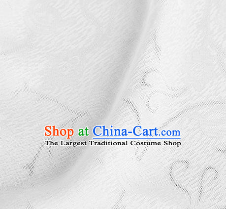 Traditional Chinese Classical Plum Blossom Pattern White Silk Fabric Ancient Hanfu Dress Silk Cloth