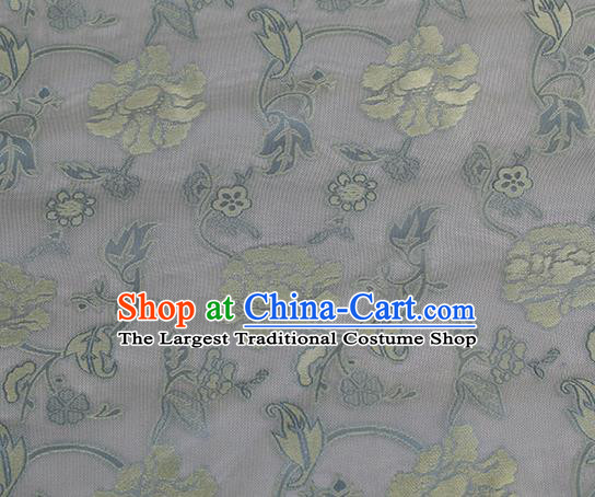 Traditional Chinese Classical Twine Peony Pattern Lilac Silk Fabric Ancient Hanfu Dress Silk Cloth