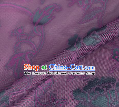 Traditional Chinese Classical Twine Peony Pattern Purple Silk Fabric Ancient Hanfu Dress Silk Cloth