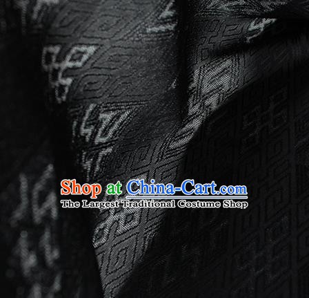 Traditional Chinese Classical Lucky Pattern Black Silk Fabric Ancient Hanfu Dress Silk Cloth