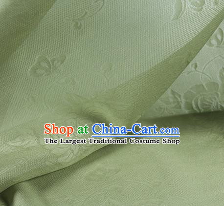 Traditional Chinese Classical Peony Butterfly Pattern Light Green Silk Fabric Ancient Hanfu Dress Silk Cloth