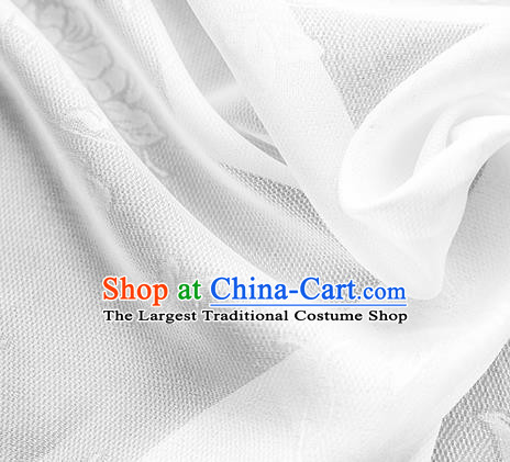 Traditional Chinese Classical Peony Butterfly Pattern White Silk Fabric Ancient Hanfu Dress Silk Cloth