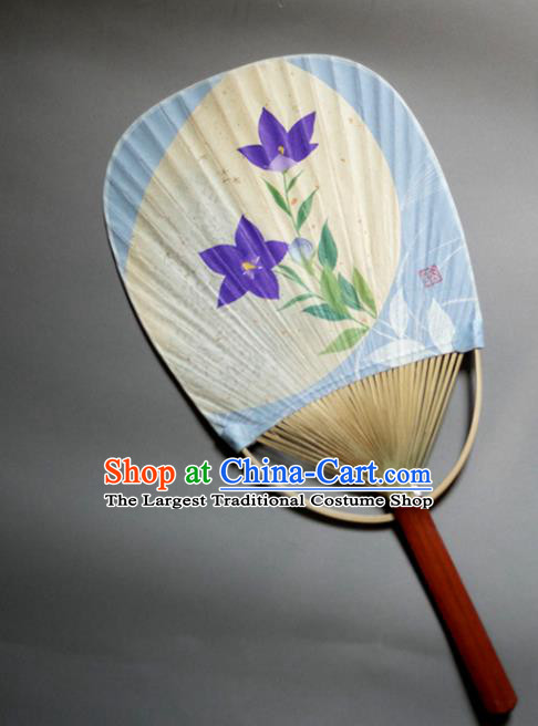 Traditional Chinese Handmade Printing Purple Flowers Paper Palace Fans Bamboo Fans